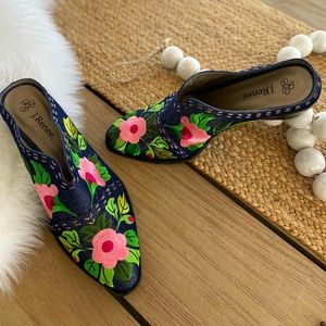 J. Renee denim embroidered slip-on boot
